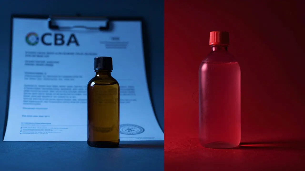 Kontrast kvalitního CBD oleje s certifikátem a neznámého produktu