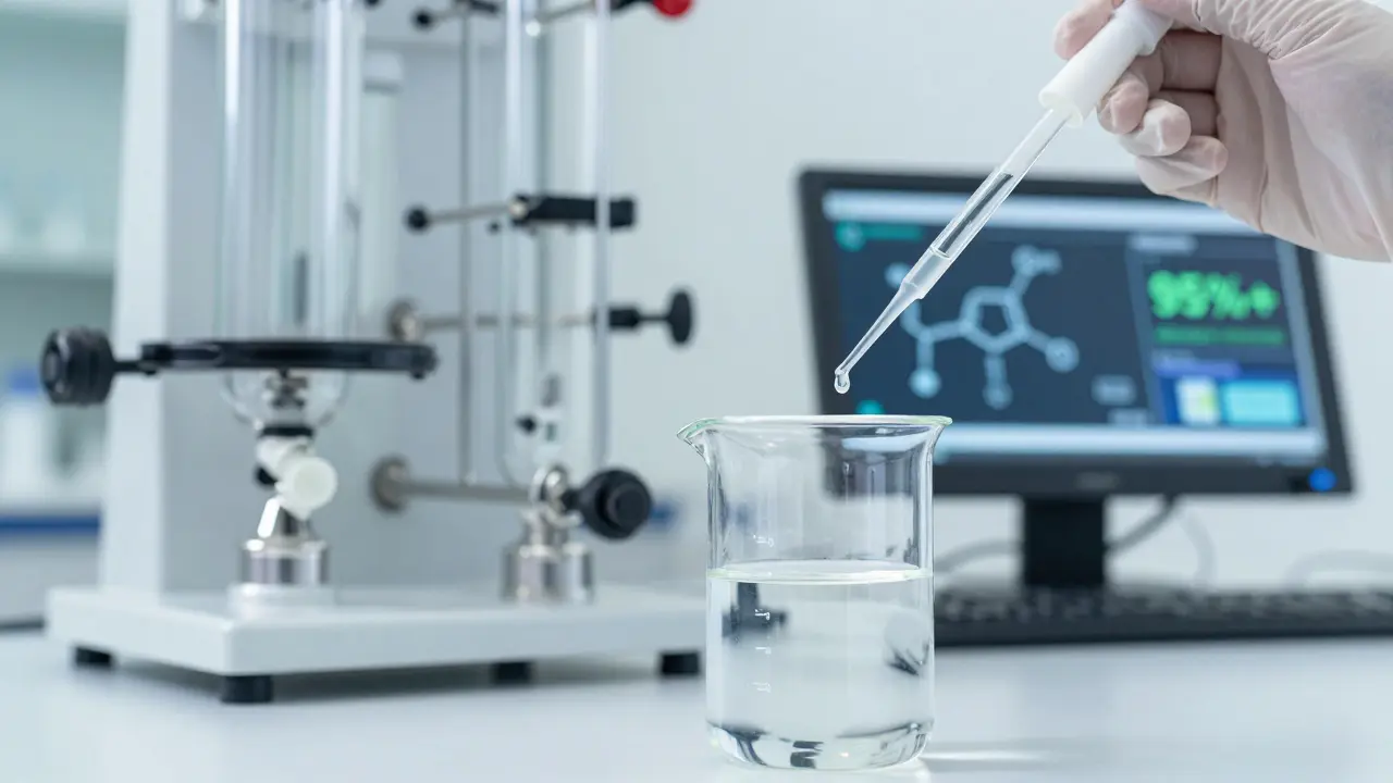 Laboratorní prostředí s čistým extraktem kanabinoidů a testováním kvality