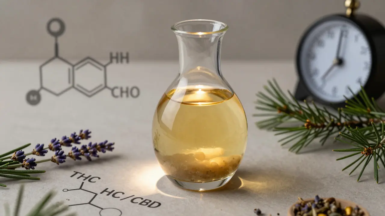 Dekanter s konopným vínem a přírodními ingrediencemi