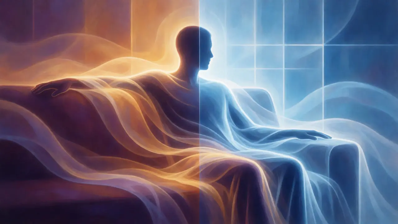 Konceptuální ilustrace rozdílu v účincích mezi relaxací a jasností mysli