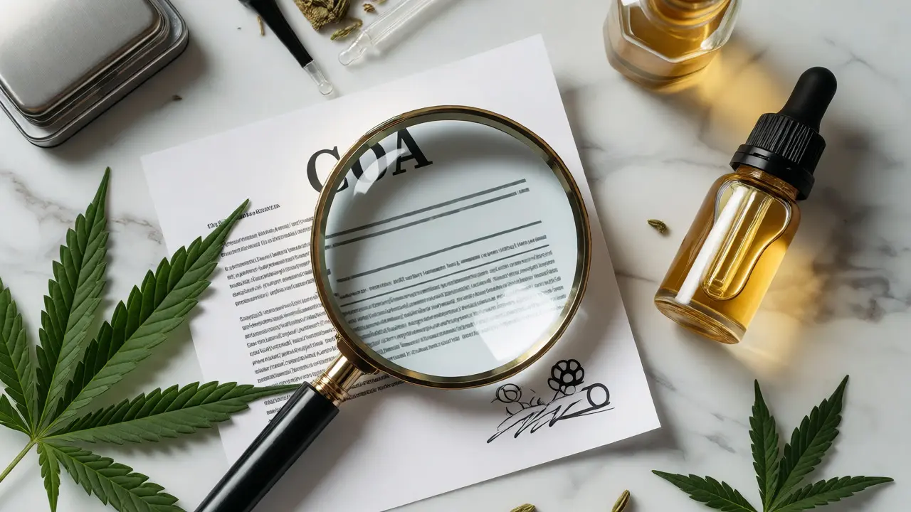 Plochá kompozice s CBD olejem a certifikátem