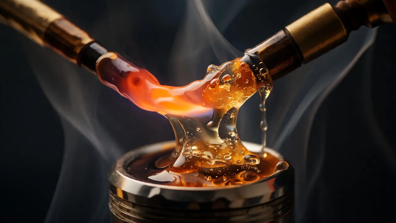 Tavení CBD shatteru na rozžhaveném dab rig